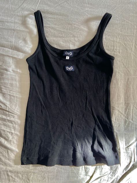 Y2K 2000’s vibes Britney Spears 90’s Grunge Black Tank Top, Black Tank Top Aesthetic, Dolce And Gabbana Top, Grunge Tank Top, Tøp Aesthetic, Tanktop Girl, Black Tank Top, Black Tank, Dream Clothes