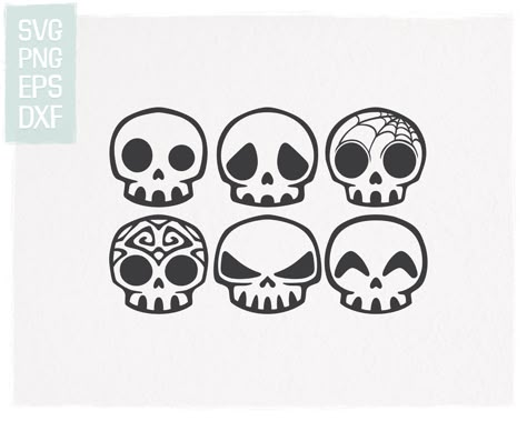 Grab these free Halloween SVG cut files for apparel, decor, invitations, cards, and your other DIY projects. These are personal use SVG cut files. Decorative Skulls, Skull Graphic Design, Smiling Skull, Skull Silhouette, Skull Clipart, Silhouette Halloween, Skull Ghost, Halloween Skulls, Cute Skull