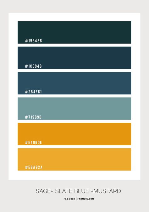 Midnight Green, Slate blue and Mustard Color Scheme – Color Palette #55 1 - Fab Mood | Wedding Colours, Wedding Themes, Wedding colour palettes Blue Yellow Colour Scheme, Blue And Yellow Colour Scheme, Midnight Green Color Palette, Dark Blue And Yellow Colour Palette, Blue Ochre Color Palette, Colour Palette Mustard Yellow, Dark Blue And Yellow Bedroom, Mustard And Blue Color Palette, Dark Blue And Yellow Color Palette