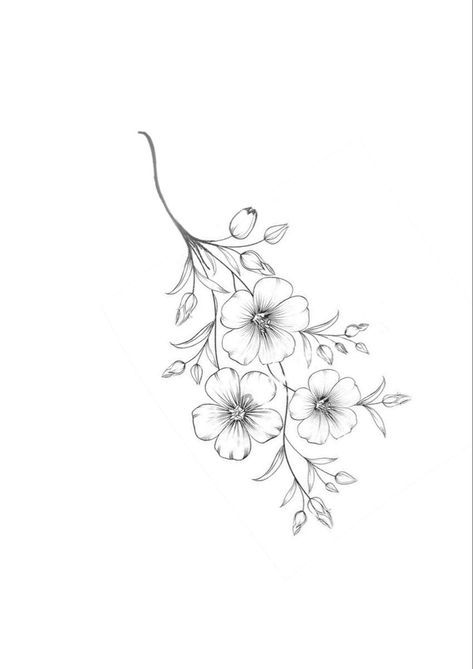 Floral Tattoo Template, Bouquet Of Flowers Outline, Small Cosmos Tattoos, Fine Line Cherry Blossom Tattoo Design, Violets Flowers Drawing, Violet Tattoo Fine Line, Violets Tattoo Design, Fine Line Violet Flower Tattoo, Fine Line Cosmos Flower Tattoo