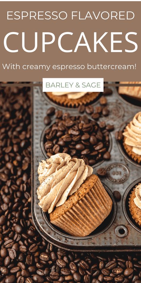 Coffee Based Desserts, Espresso Martini Cupcakes, Gourmet Cupcakes Flavors, Coffee Desserts Easy, Espresso Cupcakes, Espresso Buttercream, Cupcake Toppings, Coffee Desserts, Coffee Cupcakes