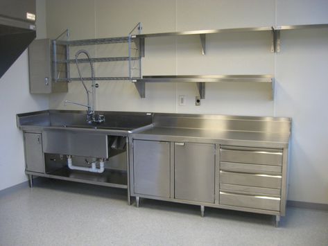 Dapur Ikea, Stainless Steel Kitchen Design, Stainless Steel Kitchen Shelves, Restaurant Kitchen Design, Stainless Steel Kitchen Cabinets, Commercial Kitchen Design, Steel Kitchen Cabinets, Kitchen Ikea, Industrial Kitchen Design