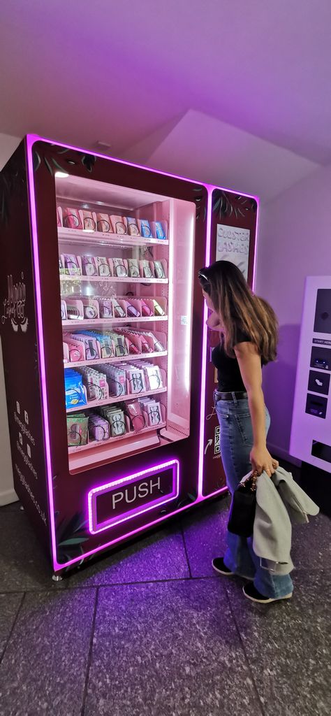 Lashes vending machine, voila Salon Vending Machine, Clothing Vending Machine, Modern Vending Machine Design, Laundry Vending Machine, Luxury Vending Machine, Retro Vending Machine, Makeup Vending Machine, Cool Vending Machines, Cool Vending Machine Ideas