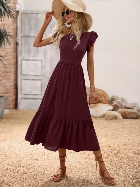 Cute Church Outfits, Sunday Dresses, Modest Summer Dresses, Cute Modest Outfits, Striped Tunic Dress, Modest Dresses Casual, Butterfly Sleeve, Dress Dusty, Ribbed Knit Dress