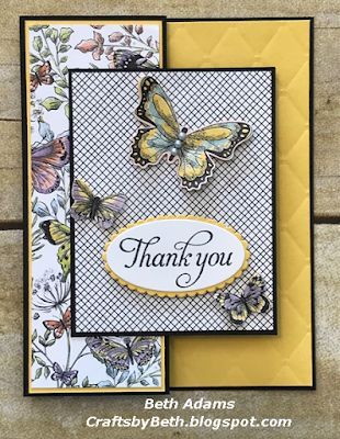 Quilted Thank You | Crafts by Beth | Bloglovin’ Birthday Card Craft Creative, Birthday Wishes Beautiful, Dragonfly Cards, Birthday Card Craft, Butterfly Card, Whisper White, Designer Series Paper, Fancy Fold Cards, Butterfly Cards