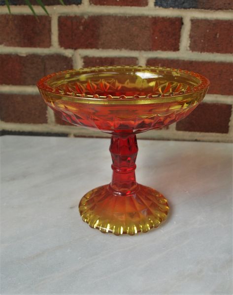 Vintage Amberina Goofus Glass Footed Pedestal Compote Candy Dish by SilverliningByTravis on Etsy York Pa, Candy Dish, Retro Kitchen, Candy Dishes, Glass Collection, Candy, Paint, Craft Supplies, Canning