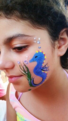 Ocean Face Painting, Under The Sea Face Paint, Ocean Face Paint, Mermaid Face Paint, Mask Face Paint, Animal Face Paintings, Mermaid Face, Shark Themed Birthday Party, Face Painting Easy