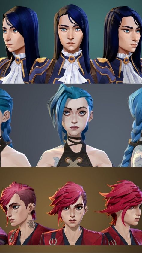 Arcane Faces Study, League Of Legends Art Style, Arcane Face Study, Vi Character Design, Arcane Style Study, Arcane Art Style Tutorial, Arcane Art Style Study, League Of Legends Character Design, Arcane Jinx Art