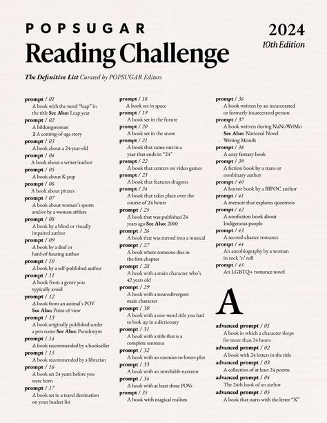 Pop Sugar Reading Challenge 2024, Writing Challenge 2024, Popsugar Reading Challenge 2024, Reading Challenge Prompts, Monthly Reading Challenge 2024, Book Challenge 2024, 2024 Book Reading Challenge, 2024 Reading Challenge, 2025 Reading Challenge