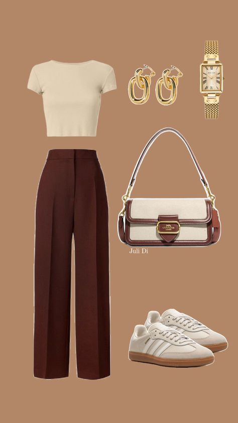 Brown and beige outfit inspo Beige And Brown Outfit Ideas, Brown And Beige Outfit, Brown Outfit Ideas, Sambas Outfits, Outfit Inspo Brown, Brown Samba, Adidas Samba Outfit, Samba Outfit, Outfits For Mexico