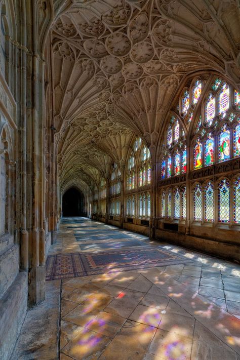 Catholic Church Stained Glass, Gloucester Cathedral, Medieval Aesthetic, Gothic Buildings, Cathedral Architecture, Sacred Architecture, The Cloisters, Gothic Architecture, Gloucester