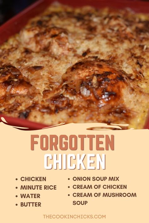 Forgotten Chicken, Chicken And Rice Casserole, Baked Chicken Recipes Easy, Chicken Breast Recipes Baked, Chicken Main Dishes, Chicken And Rice, Rice Casserole, Easy Casserole Recipes, Chicken Recipes Casserole