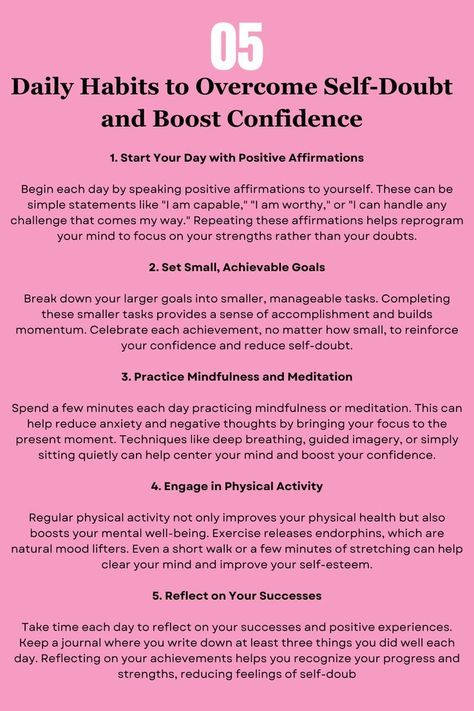 Feeling down on yourself? These 5 tips can help you boost your confidence and overcome self-doubt. #confidence #self-doubt Therapeutic Art Activities, Improve Self Confidence, Blog Post Titles, Boost Confidence, Counseling Activities, Health Wellbeing, Mental Health And Wellbeing, Emotional Resilience, Boost Your Confidence