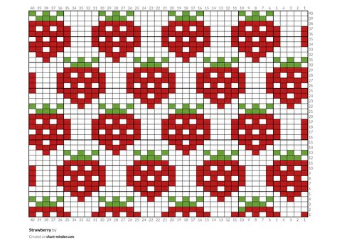 Copy of Copy of Copy of Copy of Copy of Strawberry by kayla | Chart Minder Strawberry Knitting Chart, Strawberry Knitting Pattern, Graphic Crochet, Colorwork Chart, Grid Patterns, Graph Patterns, Strawberry Color, Crochet Graph, Crochet Strawberry