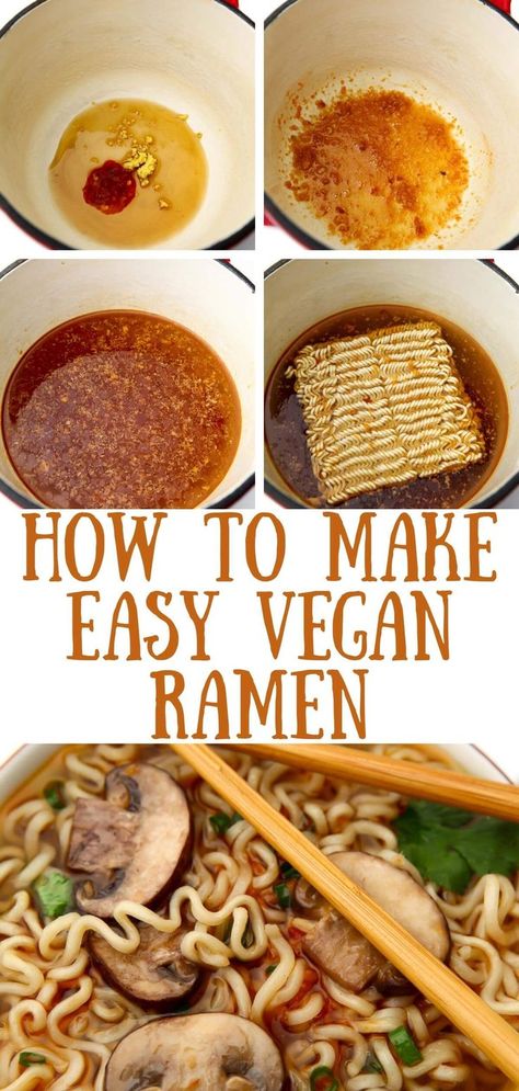 Easy Vegan Ramen, Vegan Ramen Recipes, Easy Beef Recipes, Ramen Recipes Easy, Vegetarian Ramen, Cheap Vegan Meals, Vegan Noodles, Vegan Asian Recipes, Vegan Ramen