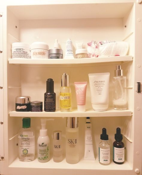 Bathroom medicine cabinet Skincare Skinceuticals La mer  Sk-II bocia  Simple Keihls Algenist Shiseido Caudalie Sk Ii Skincare, Sk Ii, Beautiful Life, Medicine Cabinet, Beauty Care, Bathroom Medicine Cabinet, Life Is Beautiful, Skincare Products, Shampoo Bottle