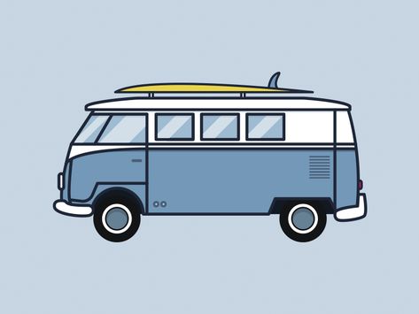 VW Bus Volkswagon Van Drawing, Combi Van Drawing, Vw Bus Illustration, Volkswagen Bus Drawing, Van Drawing, Bus Drawing, Van Volkswagen, Van Life Blog, Bus Art