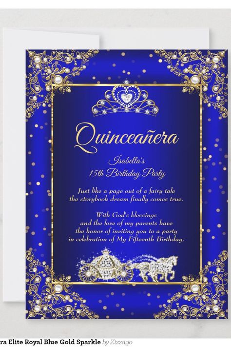 Princess Quinceanera Elite Royal Blue Gold Sparkle Invitation Blue And Gold Quinceanera Theme, Royal Blue And Silver Quinceanera, Royal Blue Quinceanera Ideas, Royal Blue Quinceanera Theme, Royal Blue And Gold Quinceanera, Blue Quinceanera Ideas, Gold Quinceanera Theme, Blue Quinceanera Theme, Royal Blue Quinceanera