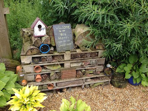 Bug Habitat, School Outdoor Area, Eyfs Outdoor Area, Preschool Garden, Outdoor Learning Spaces, Forest School Activities, Bug Hotel, Nature School, Sensory Garden