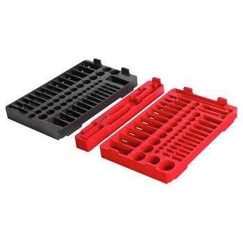 Milwaukee 48-22-9486T 106-Piece SAE and Metric 1/4 in. and 3/8 in. Mechanics Ratchet and Socket Tray for PACKOUT Low-Profile Organizer - miln48-22-9486t Tool Identification, Socket Trays, Ultimate Organization, Ratchet Tool, Socket Organizer, Socket Holder, Electric Tools, Milwaukee Tools, Mechanic Tools