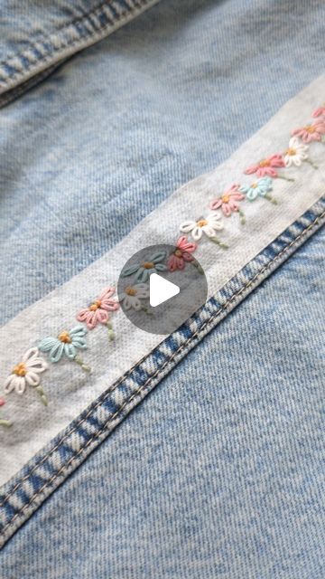 Jacqueline • Pick and Stitch on Instagram: "🌷 Adding a bit of colour to this jacket 🌷 . Denim is the perfect material for stitching! The nature of the fabric makes it easy to stitch and you don't even need a hoop. Just grab some stick and stitch patches and the possibilities are endless! . #pickandstitch #denimembroidery #upcycledclothing #upcycledfashion #upcycledclothes #beginnerembroidery #stickandstitch #stickandsew #floralembroidery" Denim Jacket Embroidery Ideas Simple, Simple Embroidery Sweatshirt, Embroidery Denim Jacket, Denim Jacket Embroidery, Jean Jacket Diy, Embroidery Jeans Jacket, Stick And Stitch, Jacket Embroidery, Stitch Patch