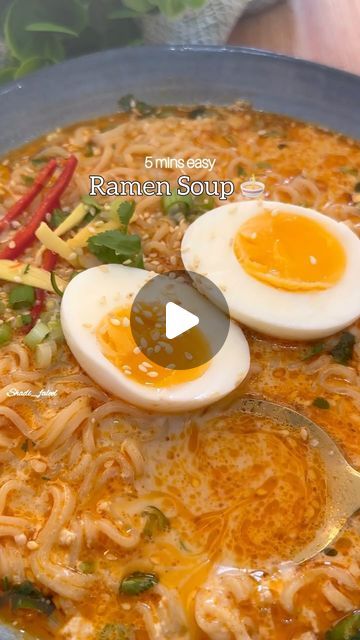 1M views · 63K likes | Fathima Yusuf (Shadiya) on Instagram: "5-minute Ramen Soup Bowl !!

“Need a speedy meal? Try this 5-minute Ramen Soup Bowl! With simple ingredients and lightning-fast prep, this dish is a lifesaver on busy days. Customize with your favourite veggies, protein go your choice & It can be the quick ultimate solution for your hunger !”

LIKE, SAVE, SHARE the reel &
FOLLOW @shadi_faleel for more easy recipes.

1 clove of garlic chopped
Small piece of Ginger chopped (half a cm)
Half a Red chilli chopped
1 tbsp of chopped Coriander 🌿 
2 tbsp of Spring onions chopped 
1 tsp Red chilli powder
1 tsp Sesame seeds
1 tsp Salt or more 
2 to 3 tbsp Hot oil

3/4 cup Hot Milk (heat up the milk until it boils & pour directly to the noodle bowl)

1 pack of boiled ramen noodles 
One sof Ramen Soup Bowl, Ramen Soup Recipes, Easy Ramen, College Food, How To Make Ramen, The Noodle, Ramen Noodle Recipes, Red Chilli Powder, Ramen Soup