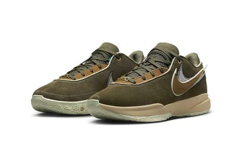 Official Look at Nike LeBron 20 "Olive Suede" | Hypebeast Lebron 20, Hiking Men, Model Shoes, Nike Metcon, Green Sneakers, Nike React, Basketball Sneakers, Nike Lebron, Casual Sport Shoes