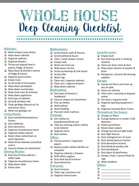 House Deep Cleaning Checklist, Whole House Cleaning Checklist, House Deep Cleaning, House Cleaning Checklist Printable, Cleaning Checklist Printable Free, Cleaning Checklist Printable, Deep Cleaning Checklist, Deep Cleaning House, Grove Collaborative