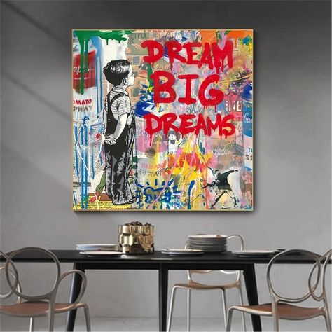 Dream Graffiti, Mr Brainwash, Banksy Graffiti, Room Artwork, Banksy Art, Banksy Canvas, Modern Pop Art, Graffiti Painting, Pop Art Painting