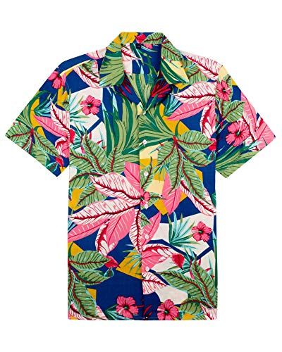 Alimens & Gentle 100% Cotton Regular Fit Short Sleeve Casual Hawaiian Shirt for Men Alimens & Gentle Colorful Plant, Mens Beach Shirts, Hawaiian Shorts, Shirt Detail, 3d Shirt, Beach Shirt, Sea Breeze, Mens Hawaiian Shirts, Hawaiian Shirts