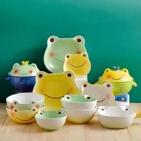 2021 New Japanese Cartoon Cute Frog Ceramic Bowl Set Salad Noodle Bowl Household Children Rice Bowl Plate - Buy Japanese Bowls And Plates bowls And Plates soup Bowls And Plates Product on Alibaba.com Funky Plates And Bowls, Ceramic Bowl Set, Bowls And Plates, Japanese Bowls, Bowl Plate, Noodle Bowl, Cute Frog, Japanese Cartoon, Noodle Bowls