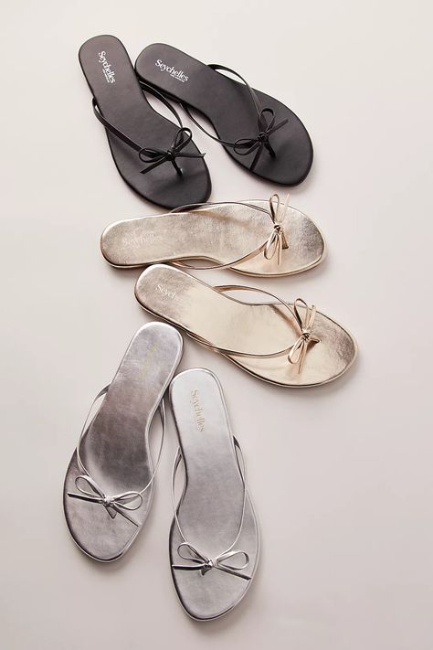 Miley Bow Sandals | Free People Classy Flip Flops, Valentino Flip Flops Outfits, Bow Sandals Flat, Summer Outfit Shoes, Beach Sandals Outfit, Manolo Shoes, Shoes Pics, Dressy Flat Sandals, Fancy Flip Flops