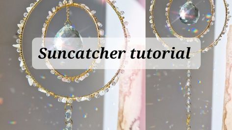 wire wrapped crystal suncatcher tutorial - Alanis DIY tutorial - YouTube Stone Wind Chimes Diy, Beaded Suncatchers Diy, Chandelier Crystal Crafts Diy Projects, How To Make Beaded Suncatchers, Crystal Sun Catchers Diy How To Make, Beads And Wire Sun Catcher Diy, Diy Suncatchers Crystals Tutorial, Spiral Suncatchers Diy, How To Make Crystal Suncatchers