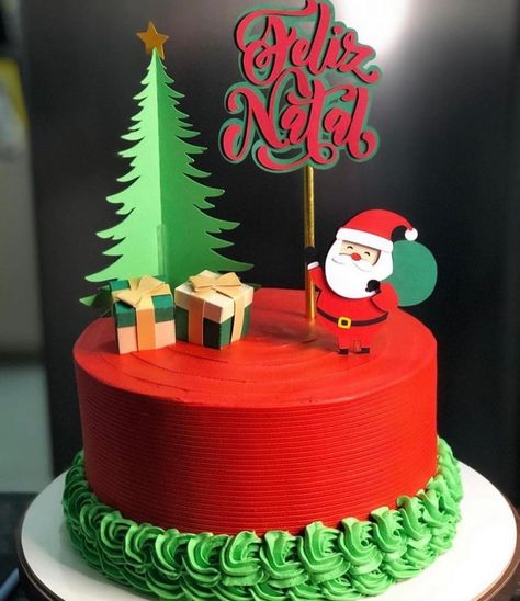 Bolo decorado para o natal: +77 ideias - Entre na Festa® Jesus Birthday Party, Christmas Cake Ideas, Sweet Birthday Cake, Showstopper Cakes, Christmas Holiday Cake, Christmas Cake Designs, Christmas Cake Topper, Beautiful Cake Designs, New Year's Cake