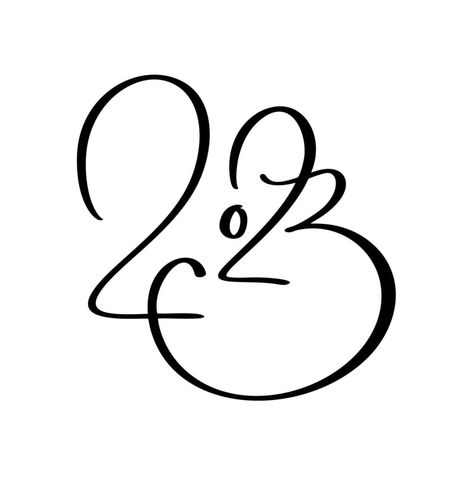 Hand drawn vector lettering calligraphy black number text 2023. Happy New Year greeting card. Vintage Christmas illustration design 2023 Numbers Design, 2023 Calligraphy Numbers, 2024 Calligraphy Numbers, 2023 Drawing Number, 2023 Lettering Design Numbers, 2023 Numbers Aesthetic, 2024 Lettering Design Numbers, 2023 Aesthetic Number, 2024 Number Design Aesthetic