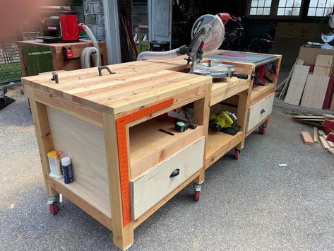 Workbench Plan, Garage Workbench Plans, Rustic Wood Lanterns, Table Saw Workbench, Workbench Designs, Mobile Workbench, Workbench Plans Diy, Woodworking Bench Plans, Diy Workbench