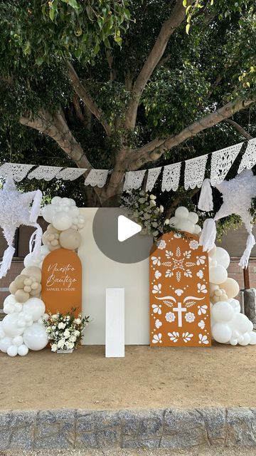 Cielito Lindo Baptism Theme Girl, White Mexican Party Decor, Boho Bautizo Decor, Mexican Theme Baptism For Girl, Baptism Mexican Theme, Mexican Party Backdrop Ideas, Bautizo Proposal, Mexican Bautizo Ideas, Cielito Lindo Backdrop