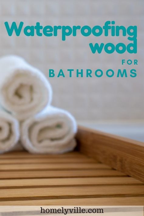 How To Seal Wood For Bathroom Vanity, Wood Bathroom Backsplash, Wood Counter Tops Bathroom, How To Make Wood Waterproof, Wood Countertops Bathroom, Wood Bathroom Countertop, Waterproofing Wood, Bathroom Ceiling Ideas, Wooden Bathroom Countertop