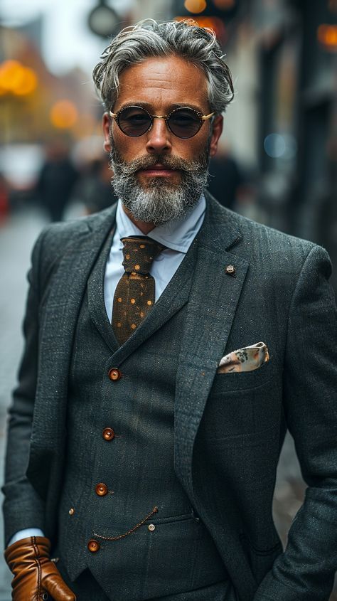 It's beyond tricky to tell these doubles apart Gentlemen Suits Classy Men Styles, Gentleman Suit Style, Old Men Suit, Old Man In Suit, Well Dressed Men Casual, Male Suits, Beard Suit, Gentlemen Fashion, Old Man Fashion