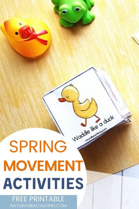 Spring Large Motor Activities Preschool, April Gross Motor Activities, Spring Movement Game, Spring Lessons For Toddlers, Spring Motor Skills Activities, Spring Physical Activities For Preschool, Spring Gross Motor Activities Toddlers, Spring Animal Toddler Activities, Spring Movement Cards Free