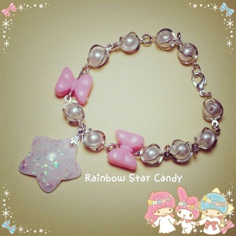 Available on the Rainbow Star Candy shop! Star Ribbon Bracelet! ❤Rainbowstarcandy.etsy.com❤ .   .   . 🐇 #Lolita #Fairykei #Gyaru #smallbusiness #bracelet #kawaiiaccessories #star #kawaii #cute #kawaiilifestyle #kawaiifashion #pink #sweet #RainbowStarCandy Gyaru Bracelet, Ribbon Bracelet, Hime Gyaru, Ribbon Bracelets, Star Candy, Kandi Bracelets, Gyaru Fashion, Kawaii Jewelry, Rainbow Star