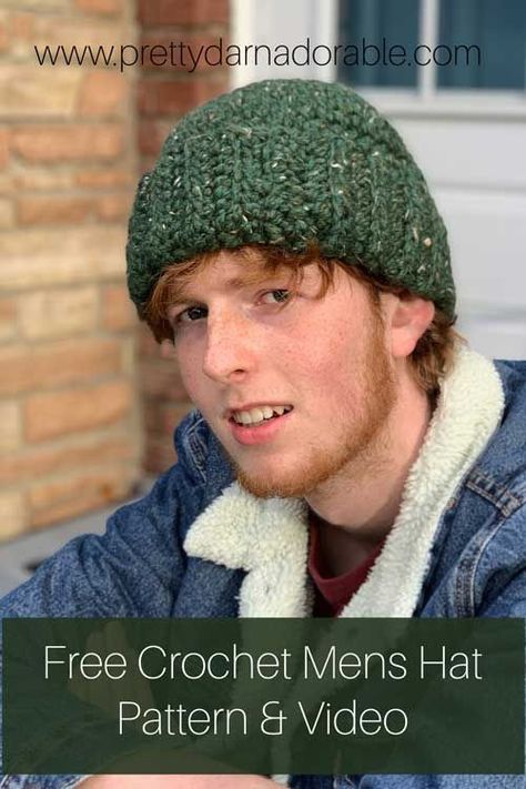 Looking for a free crochet pattern for a man's hat? This Fisherman Cap is perfect for winter. Crochet this hat in any color to match his style. The video tutorial makes it easy to follow along. Crochet Mens Hat Pattern, Mens Hat Pattern, Crochet Projects To Sell, Beanie Pattern Free, Winter Patterns, Crochet Mens Hat, Fast Crochet, Beanie Hat Pattern, Crochet Men