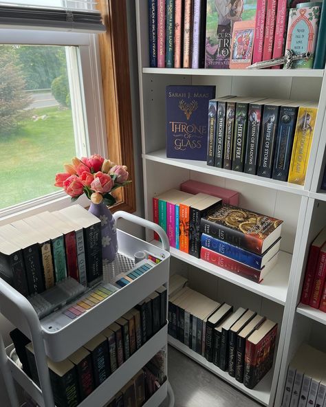 My books finally have a new home ✨📖 When I tell you this entire process took 5 days, I’m not kidding 😭 but I cannot stop staring at them!!!! Putting the books back on the shelves was also so relaxing and I loved getting to reorganize them, and now I have some space for more books 👀 Although after my fiancé moved all of these, and after I put them all on the shelves, it really hit me that I have a lot of books 😭 But I’m obsessed and I hope you love them 💌 - - - #bookstagram #booktok #booklo... Book Organization Ideas, Books In Bedroom, Library Bedroom Ideas, Book Goals, Bookshelf Inspiration, Library Bedroom, Home Library Design, Bedroom Deco, Study Room Decor