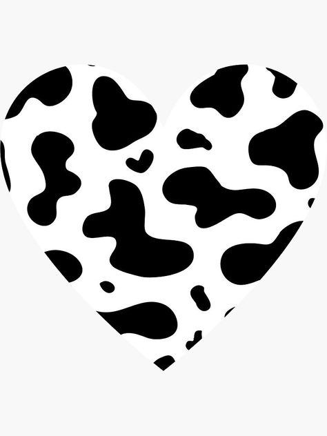 "Super Cute Heart Cow Print" Sticker by saeroun | Redbubble Cow Print Pictures, Cow Print Cricut Ideas, Cow Print Stickers, Cute Heart Stickers, Cute Cow Sticker, Cow Print Heart, Heart Shirt Design, Finish The Heart, Cow Heart