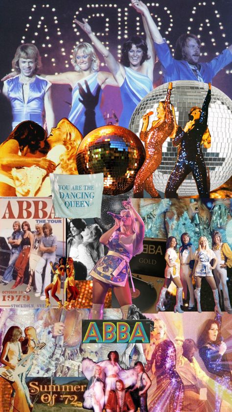 Abba 70s Aesthetic, Mamma Mia Disco Aesthetic, Abba Party Aesthetic, Abba Summer Aesthetic, Abba Disco Party, Abba Moodboard, Abba Hen Party, Abba Lockscreen, Abba Bachelorette