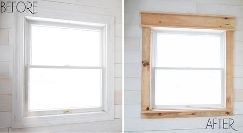 How to Upgrade Your Windows With Craftsman Style Trim - Gina Michele Sand Art Terrarium, Craftsman Trim Window, Wood Window Trim, Craftsman Style Windows, Craftsman Style Trim, White Window Trim, Craftsman Window Trim, Diy Window Trim, Small Bathroom Window