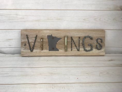 Minnesota Vikings Tattoo, Vikings Makeup, Vikings Art, Viking Signs, Minnesota Vikings Logo, Vikings Logo, Vikings Tattoo, Viking Decor, Welcome Wood Sign