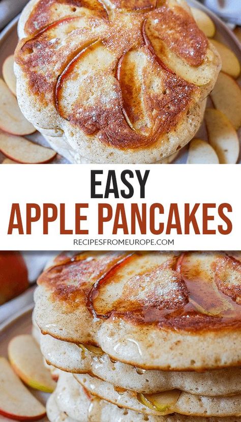 Looking for delicious apple pancakes that are perfect for breakfast, brunch or as an afternoon snack? Then try these fluffy German apple pancakes. Not only are they easy to make, the recipe only includes simple ingredients! #applepancakes #germanrecipes Fluffy Apple Pancakes, Apple Fritters Pancakes, Apple Pancakes German, Easy German Pancakes, German Apple Pancake Recipe, Autumn Produce, German Apple Pancake, Apple Pancake Recipe, Postpartum Meals