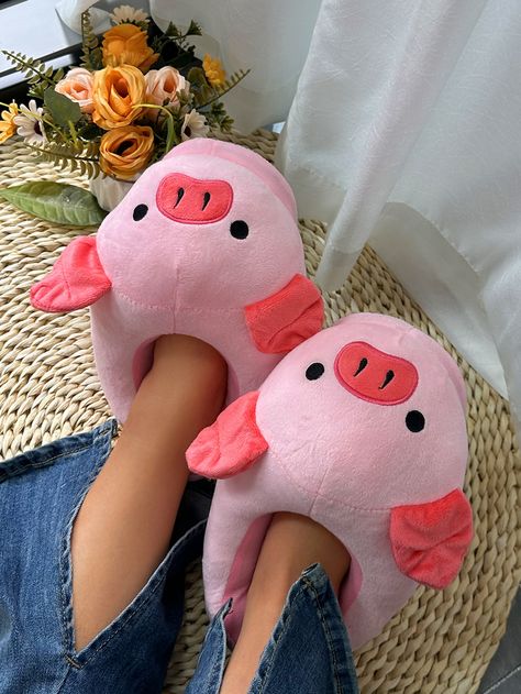 Pink  Collar     Embellished   Women Shoes Slippers Preppy, Pig Slippers, Novelty Slippers, Pig Design, Cartoon Cosplay, Pink Preppy, Rose Bonbon, Home Slippers, Pink Collar