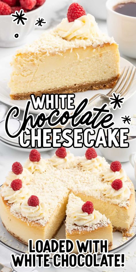 White Chocolate Cheesecake Recipes, White Chocolate Shavings, Fluff Desserts, Chocolate Cheesecake Recipes, White Chocolate Cheesecake, Cheesecake Cake, Oreo Dessert, Cheesecake Desserts, Creamy Desserts